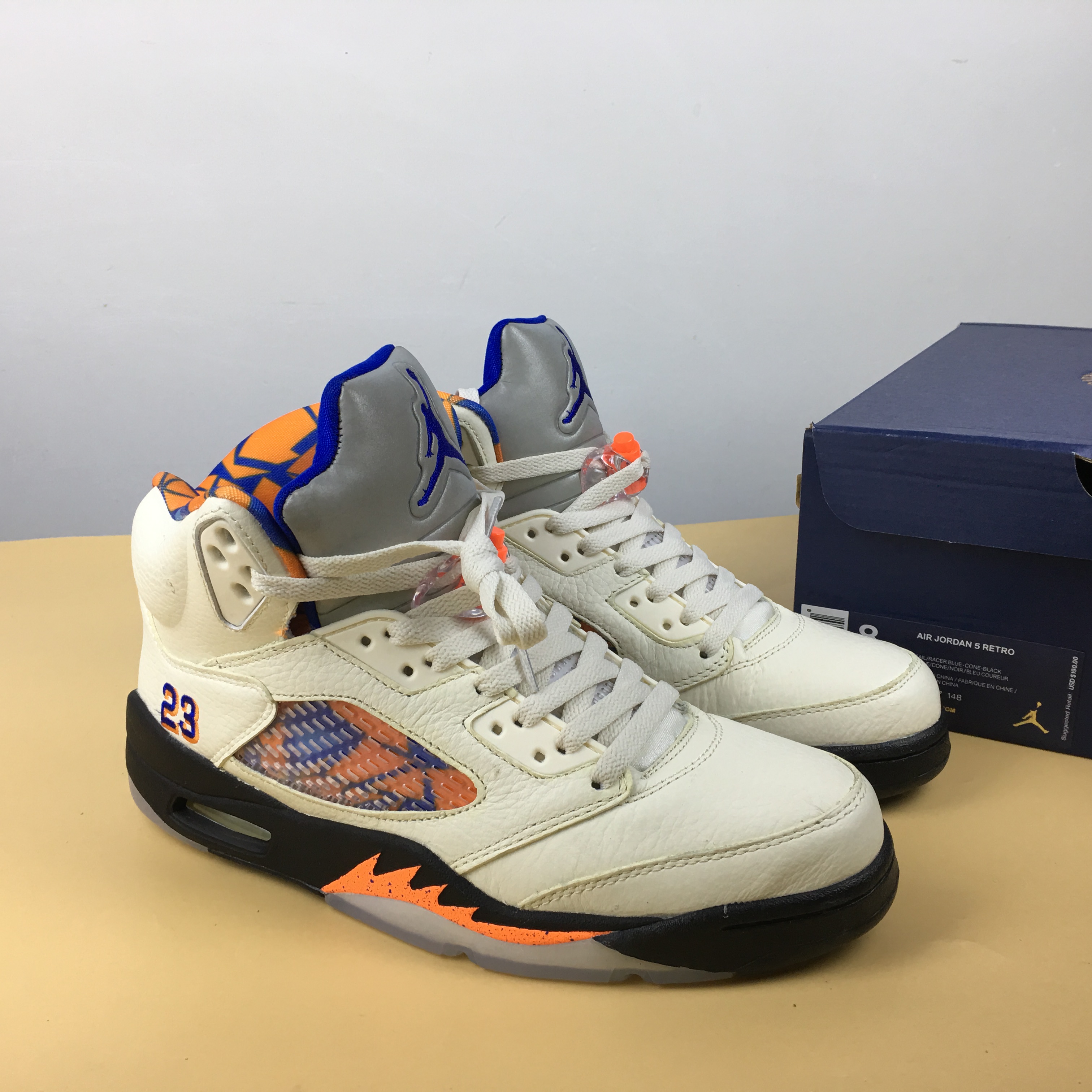 Air Jordan 5 International Flight White Orange Blue Shoes